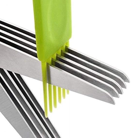 Vegetables Cutting Scissor Multipurpose Kitchen Herb Scissors Stainless Steel 5 Blade Scissors Cut Herb Spices Cooking Tools Vegetable Cutter With Cleaning Brush