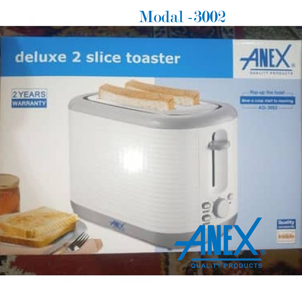 Anex AG-3002 Deluxe 2 Slice Toaster With Official Warranty