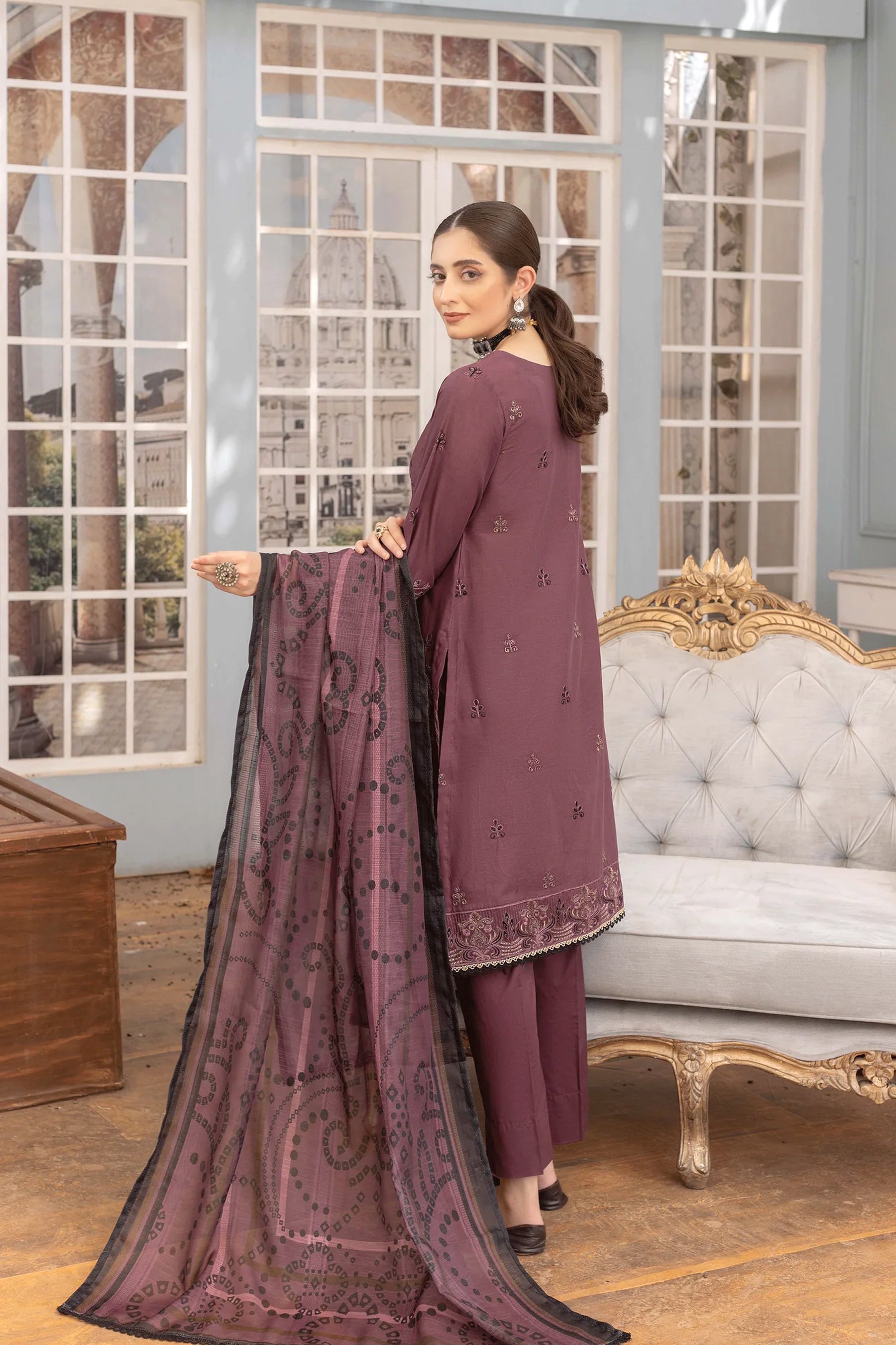 Embroidered Lawn Shirt Fancy Voile Print Duppatta