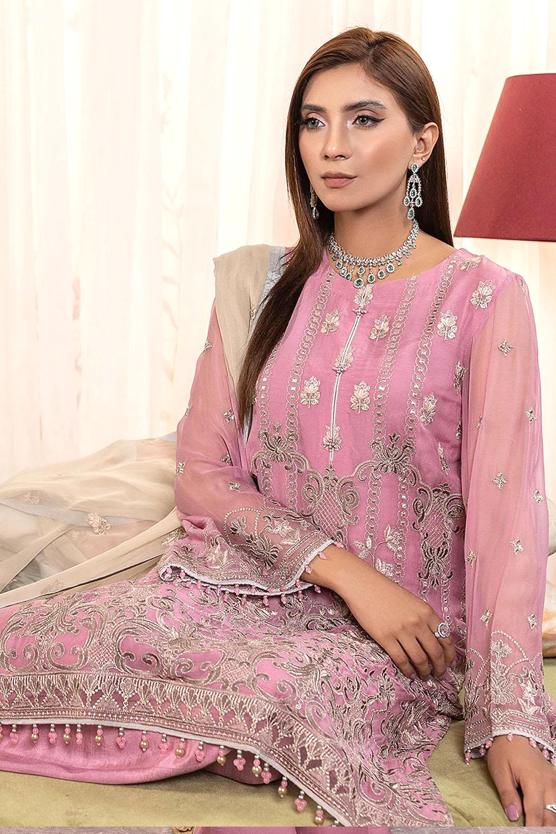 Haya By Kuch Khas Embroidered Chiffon Suits Unstitched 3 Piece