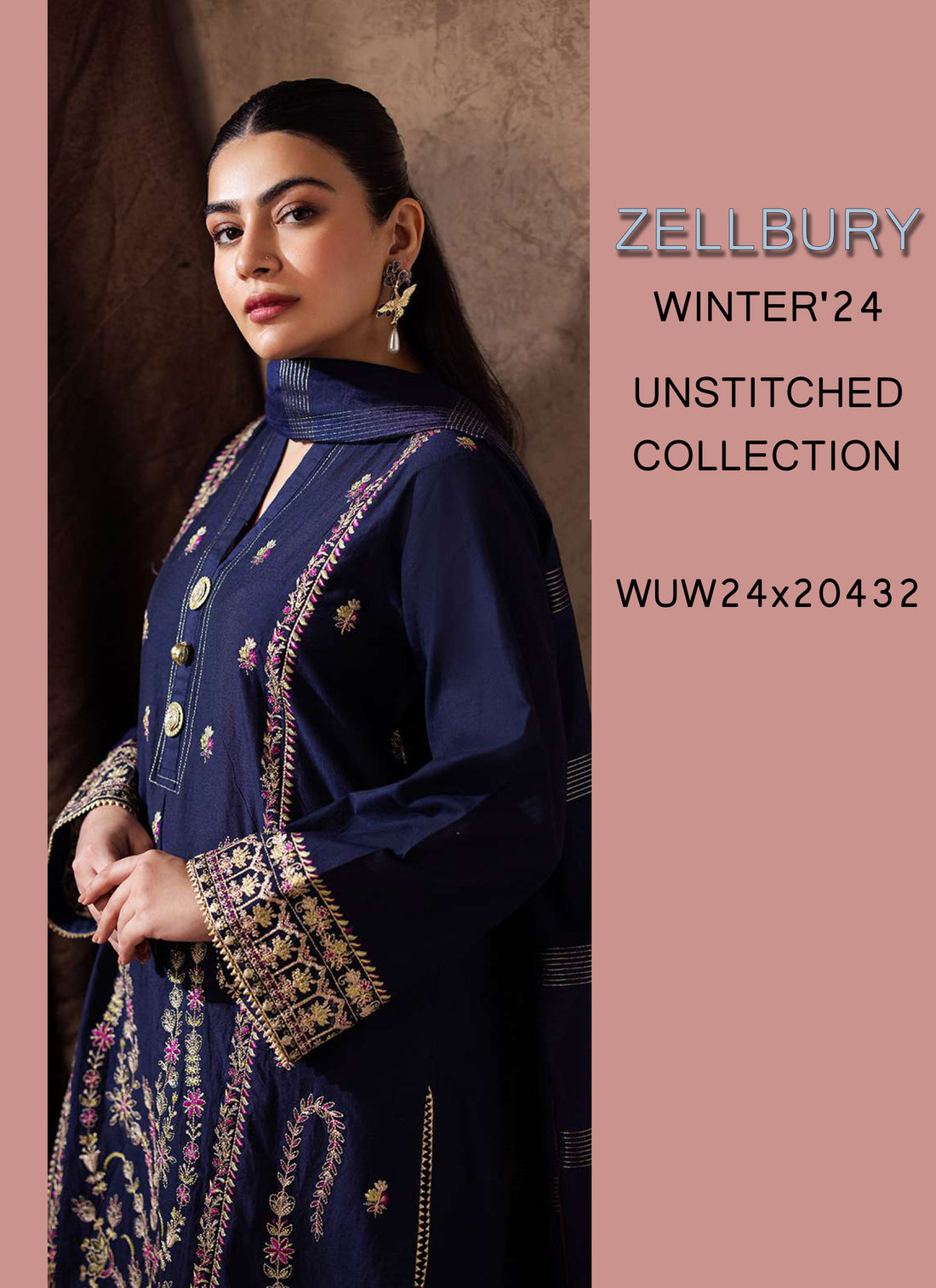 Zellbury Winter Printed Khaddar 3PC  Shirt | WUW24E30229
