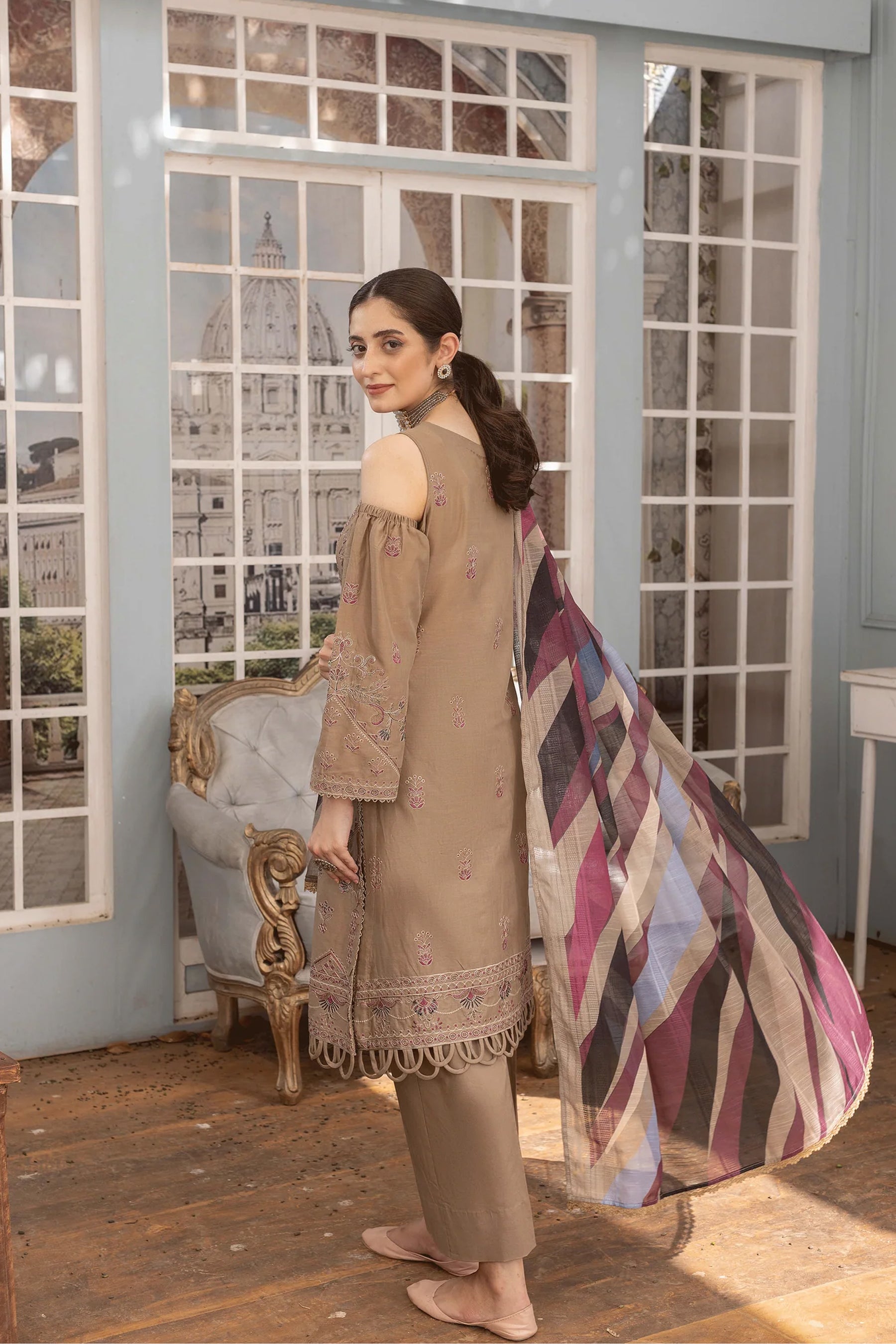 Embroidered Lawn Shirt Fancy Voile Print Duppatta