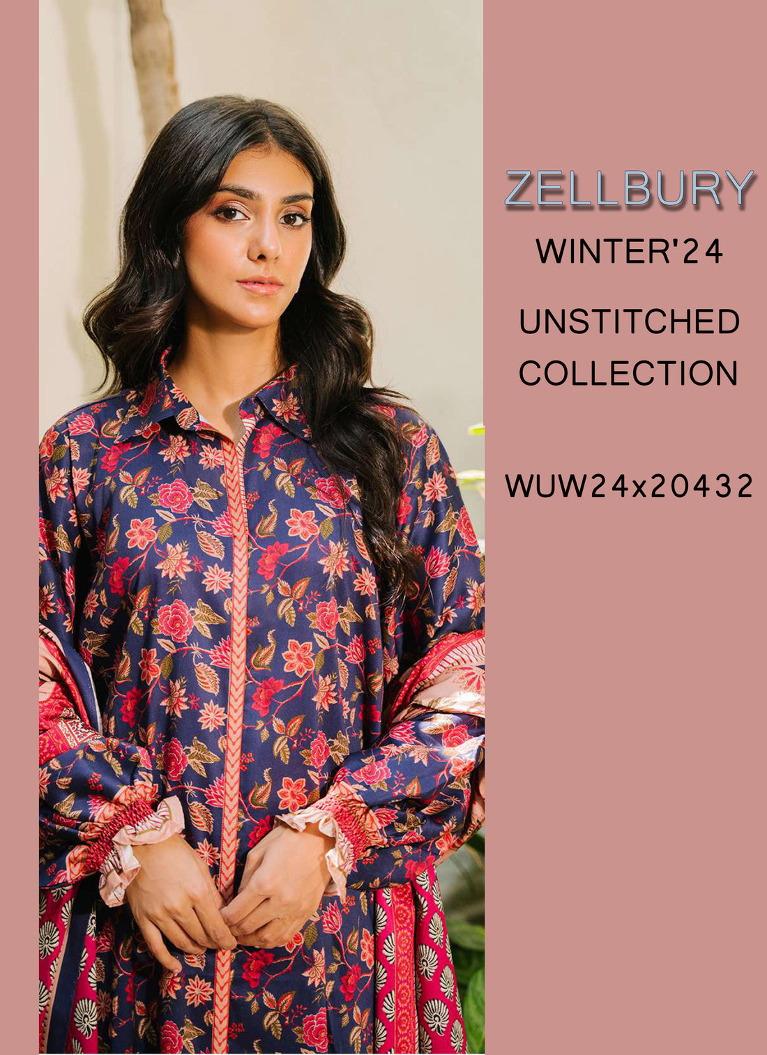 Zellbury Winter Printed Khaddar 3PC  Shirt | WUW24X30187