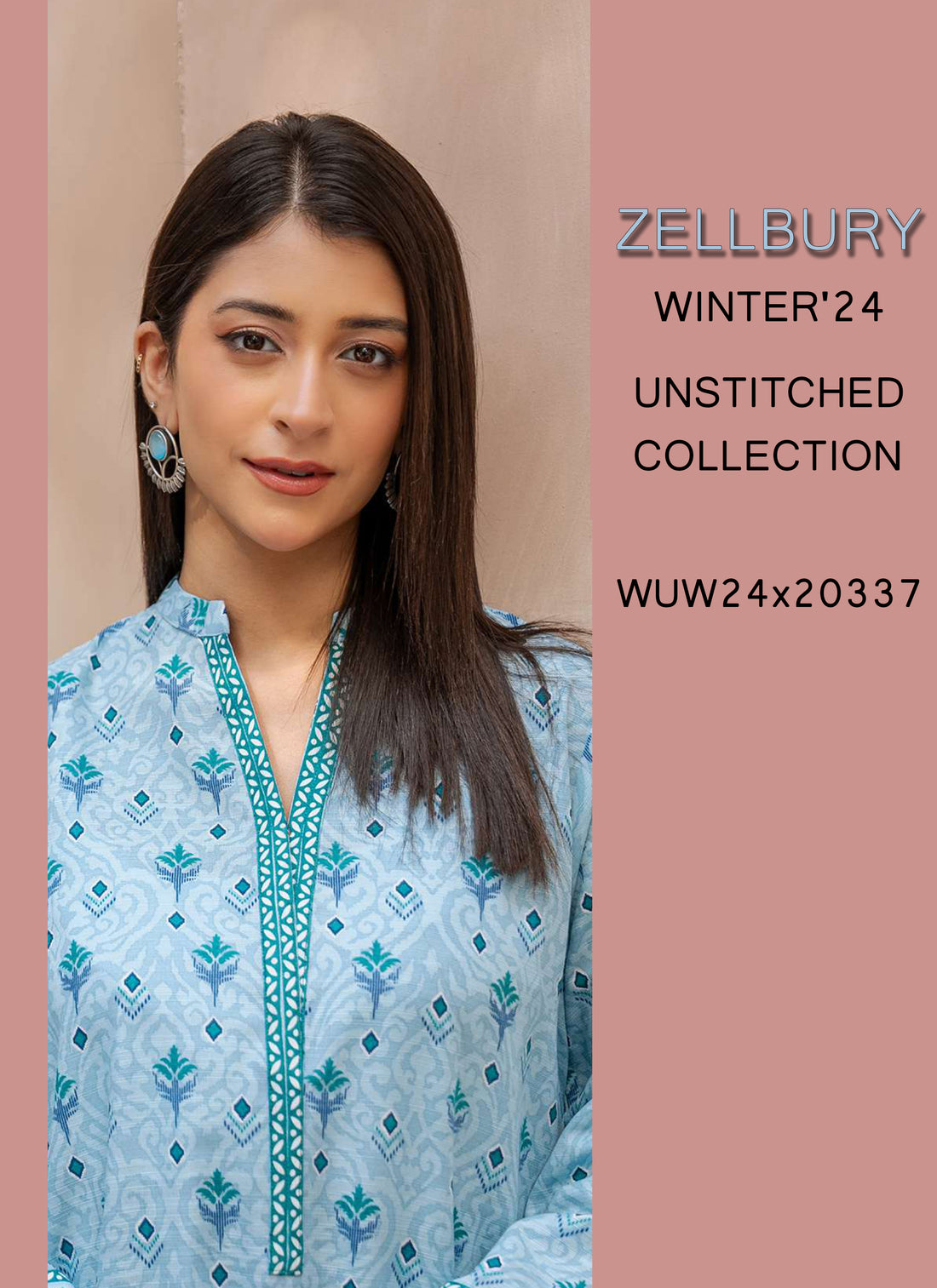 Zellbury Winter Printed Khaddar 3PC  Shirt | WUW24X20337