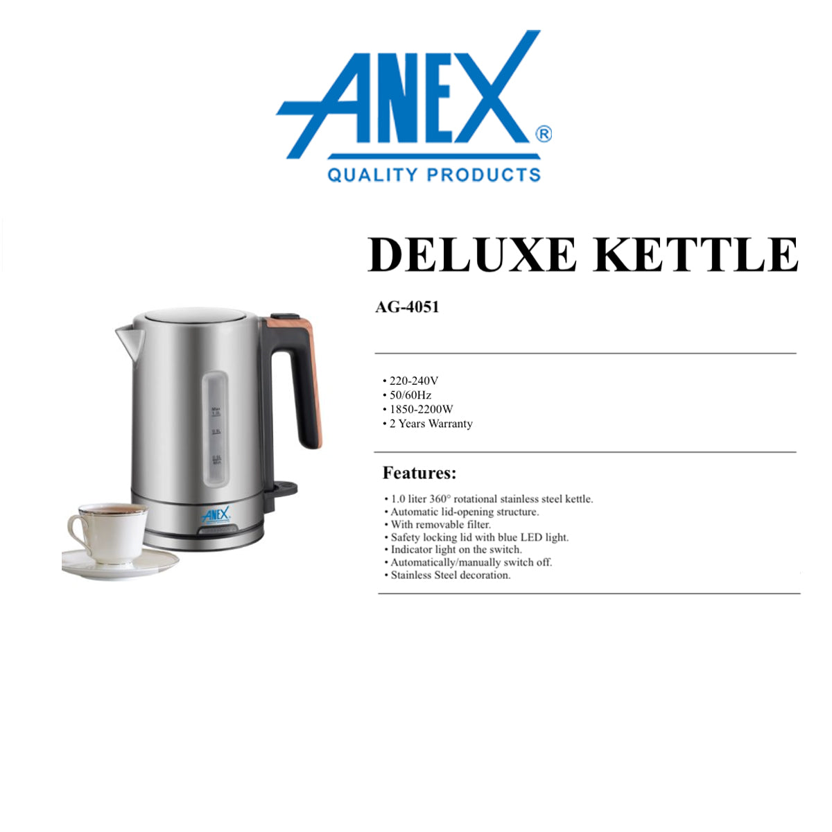 Anex AG-4051 Deluxe Kattle - Silver
