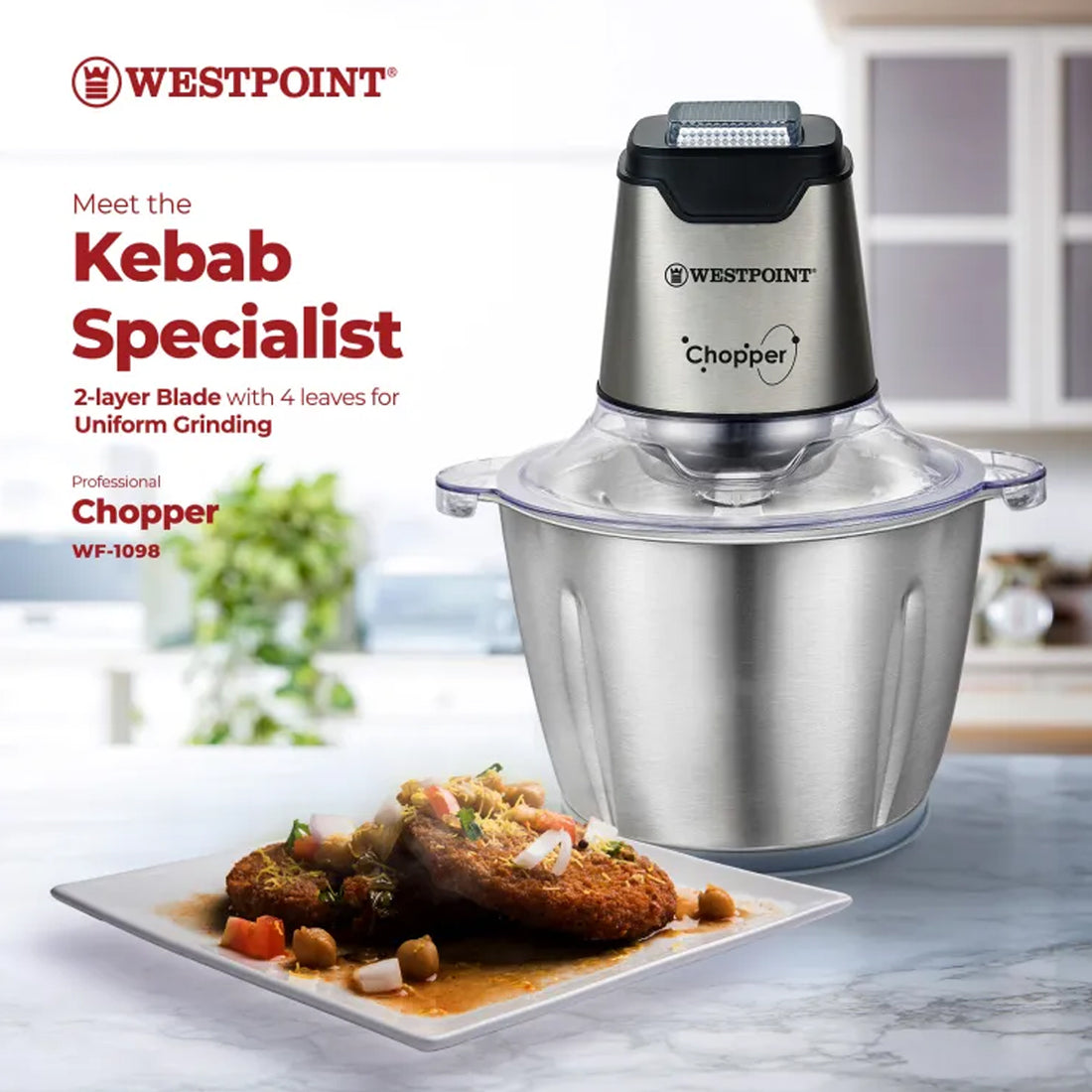 Westpoint Chopper Full Stainless Steel Body- WF-1098