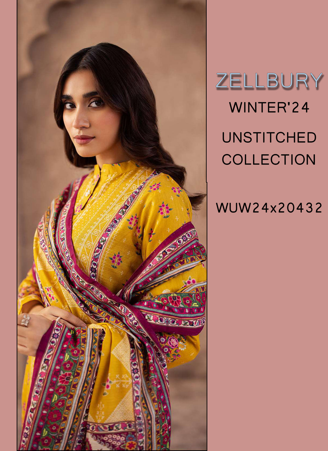 Zellbury Winter Printed Khaddar 3PC  Shirt | WUW24X30186