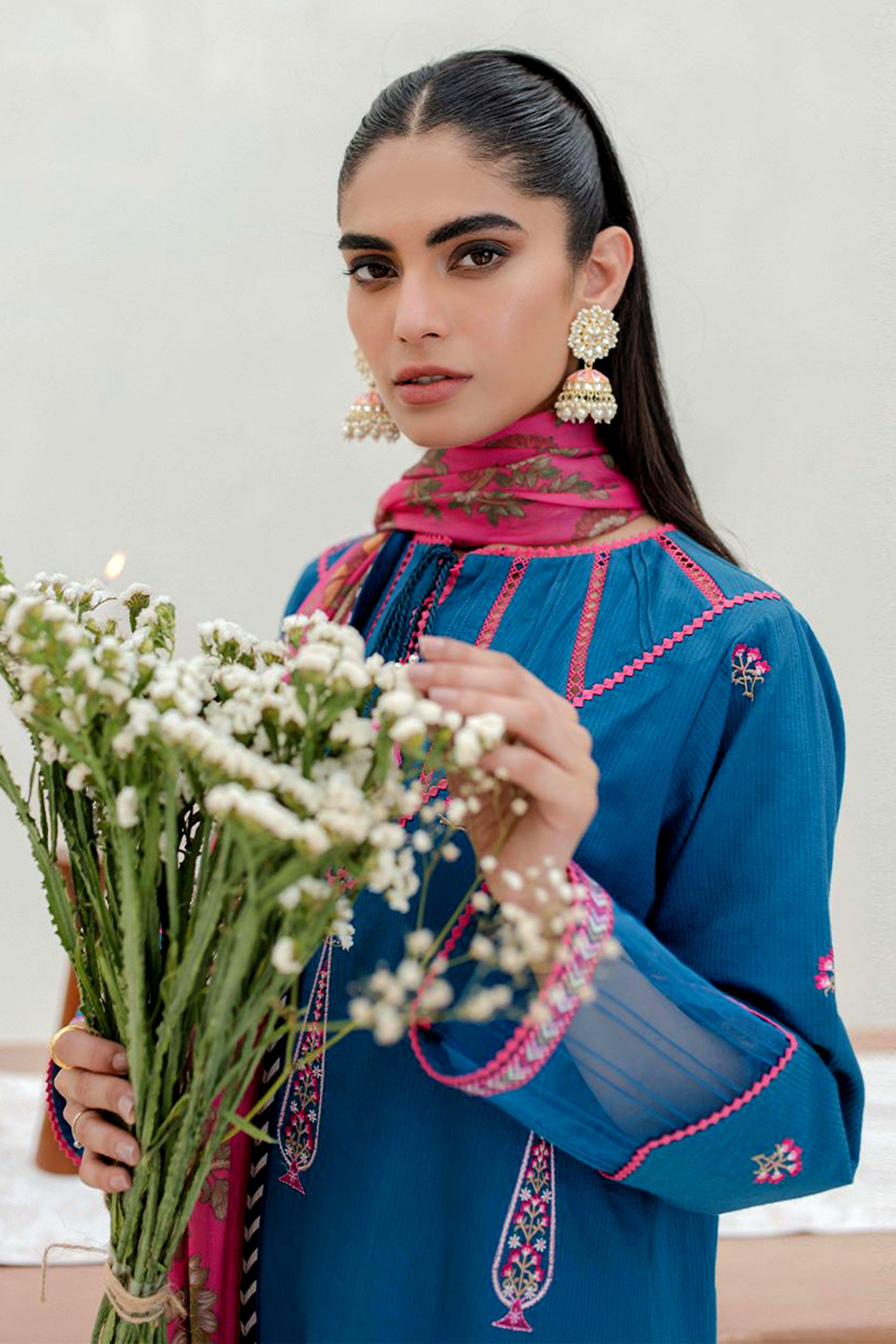 Zellbury Signature Embroidered Ribbed Unstitched 3Pc Suit