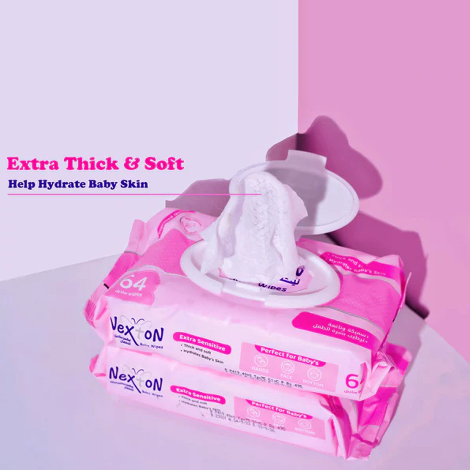 Nexton New Improved Baby Wipes Extra Sensitive 64 pcs pack