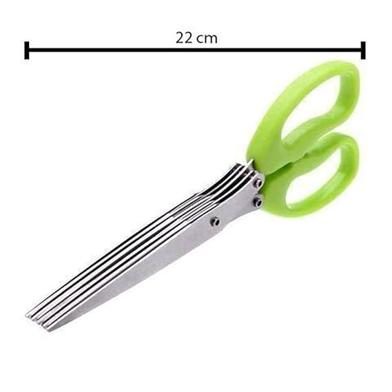 Vegetables Cutting Scissor Multipurpose Kitchen Herb Scissors Stainless Steel 5 Blade Scissors Cut Herb Spices Cooking Tools Vegetable Cutter With Cleaning Brush