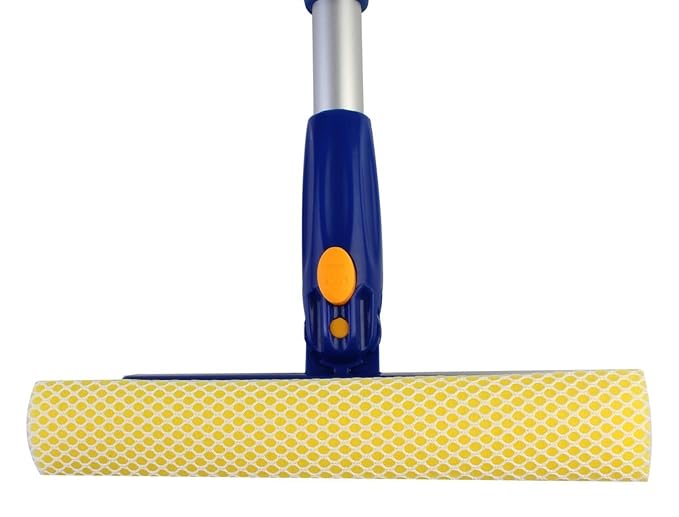 Multi-Purpose 2in1 Window Cleaning Squeegee Wiper Dual Side Blade Sponge & Rubber with Extendable Handle (Small - 45-70cm)