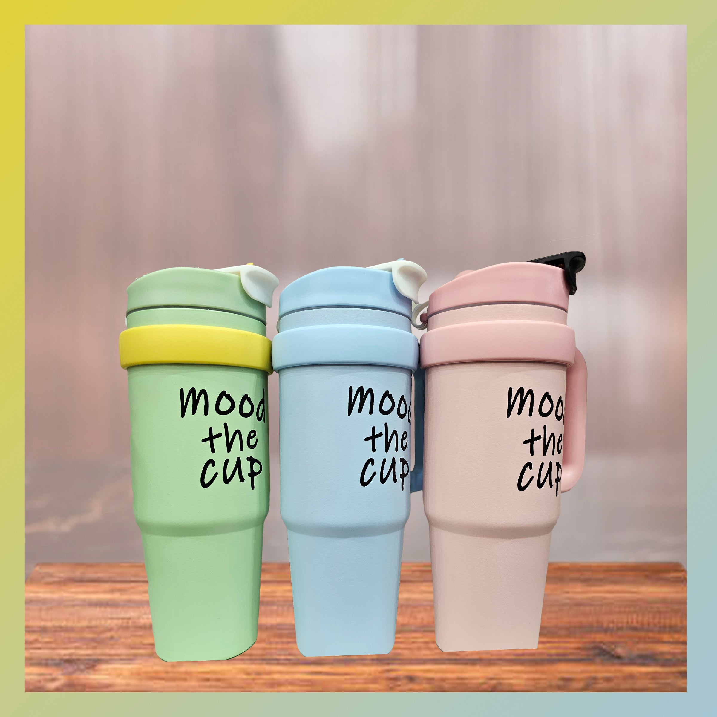 Shipeeship Mood The Cup Insulated Water Bottle, 900 ml, Stainless Steel Tumbler with Handle and Lid 2 Straw, Double Insulated Cup 100% Leak Proof for Office & Gym (Green)