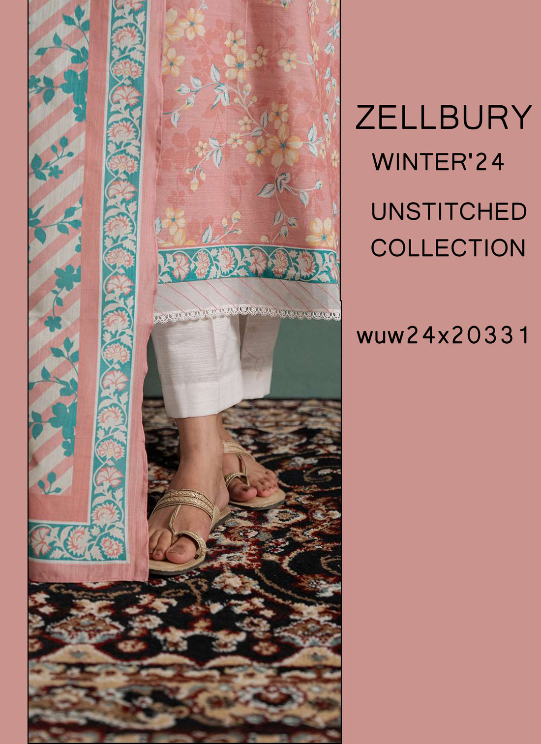 Zellbury Winter Printed Khaddar 3PC   Shirt | wuw24X20331