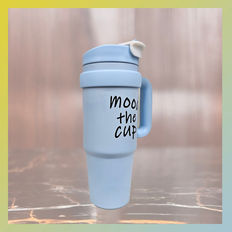 Shipeeship Mood The Cup Insulated Water Bottle, 900 ml, Stainless Steel Tumbler with Handle and Lid 2 Straw, Double Insulated Cup 100% Leak Proof for Office & Gym (Green)