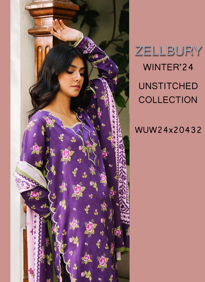 Zellbury Winter Printed Khaddar 3PC Shirt | WUW24X30188