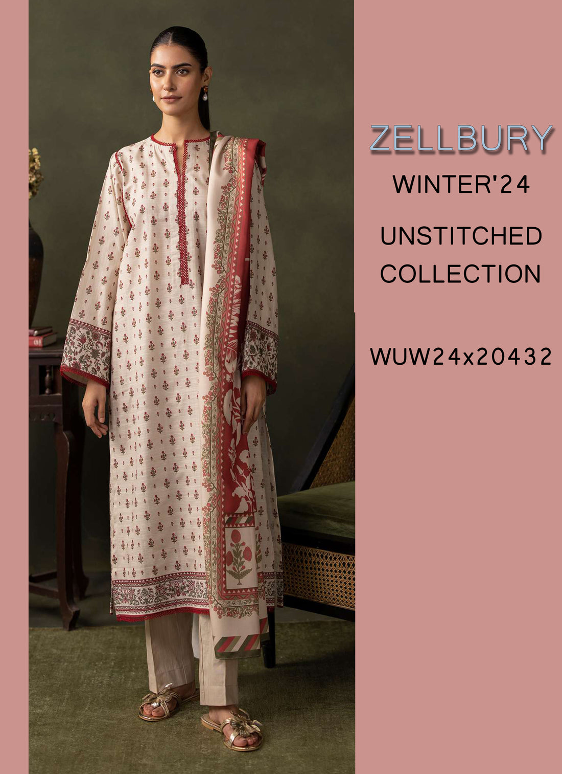 Zellbury Winter Printed Khaddar 3PC Shirt | WUW24X30283