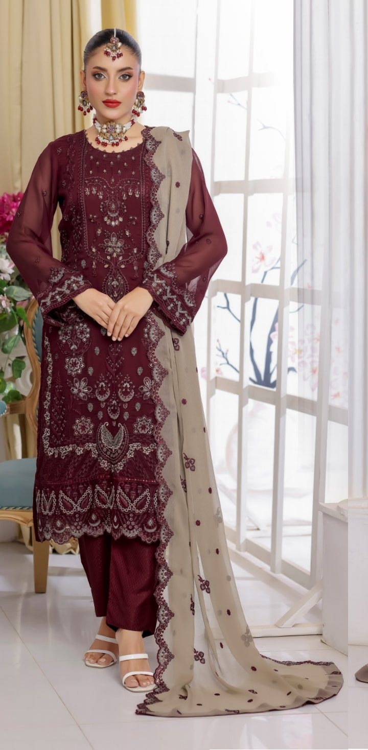 Fancy Chiffon with Embroidery + Bamber Chiffon Dupatta- Shahtaj by Irfan Patel