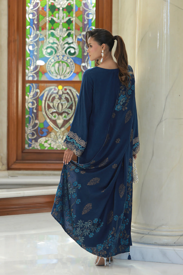 3 PIECE UNSTITCHED EMBROIDERED FANCY JACQUARD PEACH WITH VELVET-019