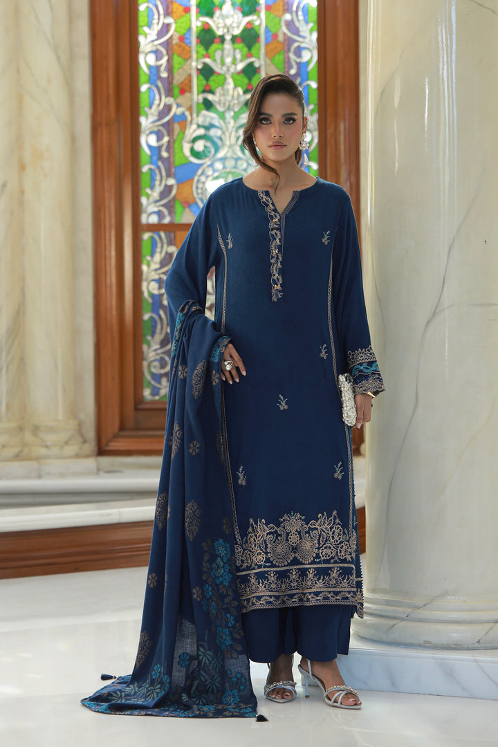 3 PIECE UNSTITCHED EMBROIDERED FANCY JACQUARD PEACH WITH VELVET-019