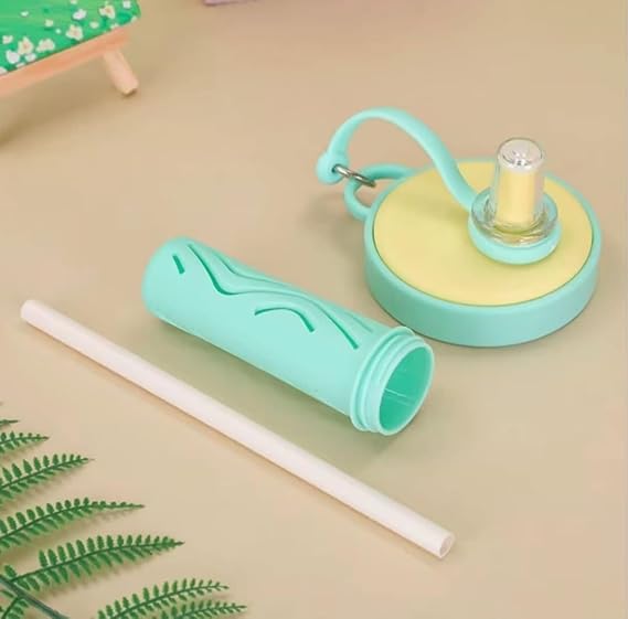 PAUL SONS Starxcup 850ml Insulated Stainless Steel Travel Mug, Cute Cartoon Design with Plastic Handle and Straw (Green, Large, 850ml Insulated Stainless Steel Travel Mug, Cute Cartoon Design)