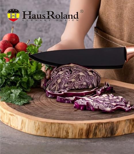 Black and Rose Gold Knife Set, Extra Sharp Stainless Steel  6 pieces