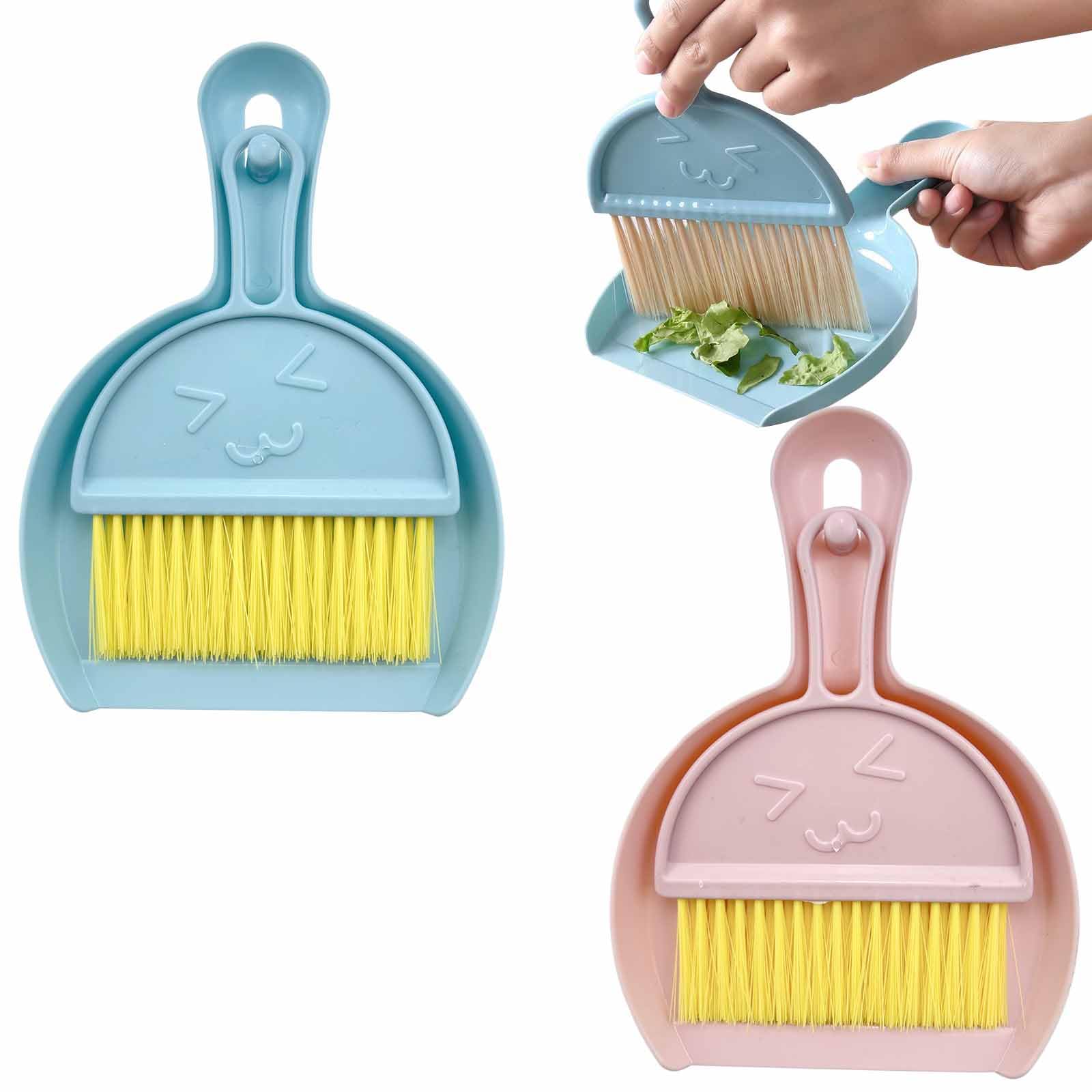 cobee Small Dustpan and Brush Set, Mini Dust Pan with Broom Set Hand Dustpan Portable Table Top Brush Table Crumb Sweeper Broom with Soft Bristles for Desk, Home, Kitchen Necessities(Green)