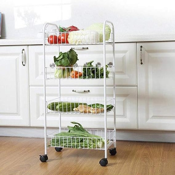 Utility Cart Storage Trolley Kitchen Trolley On Wheels Vegetable Storage.