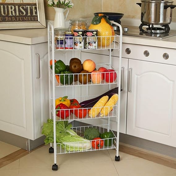 Utility Cart Storage Trolley Kitchen Trolley On Wheels Vegetable Storage.
