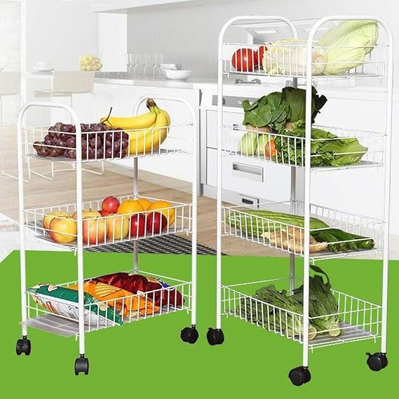 Utility Cart Storage Trolley Kitchen Trolley On Wheels Vegetable Storage.