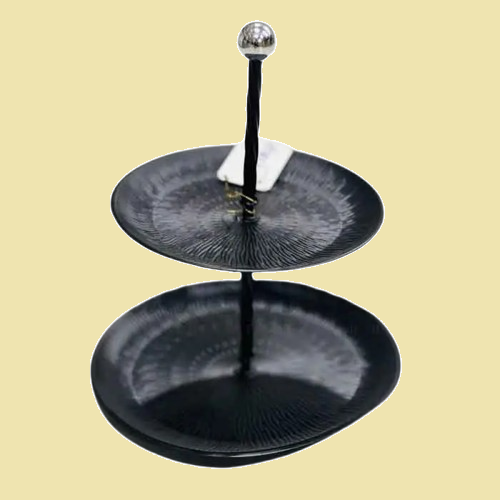 Luxury-Engraved-2-Tier-Dessert-Stand-_-Black-Metal-Platte