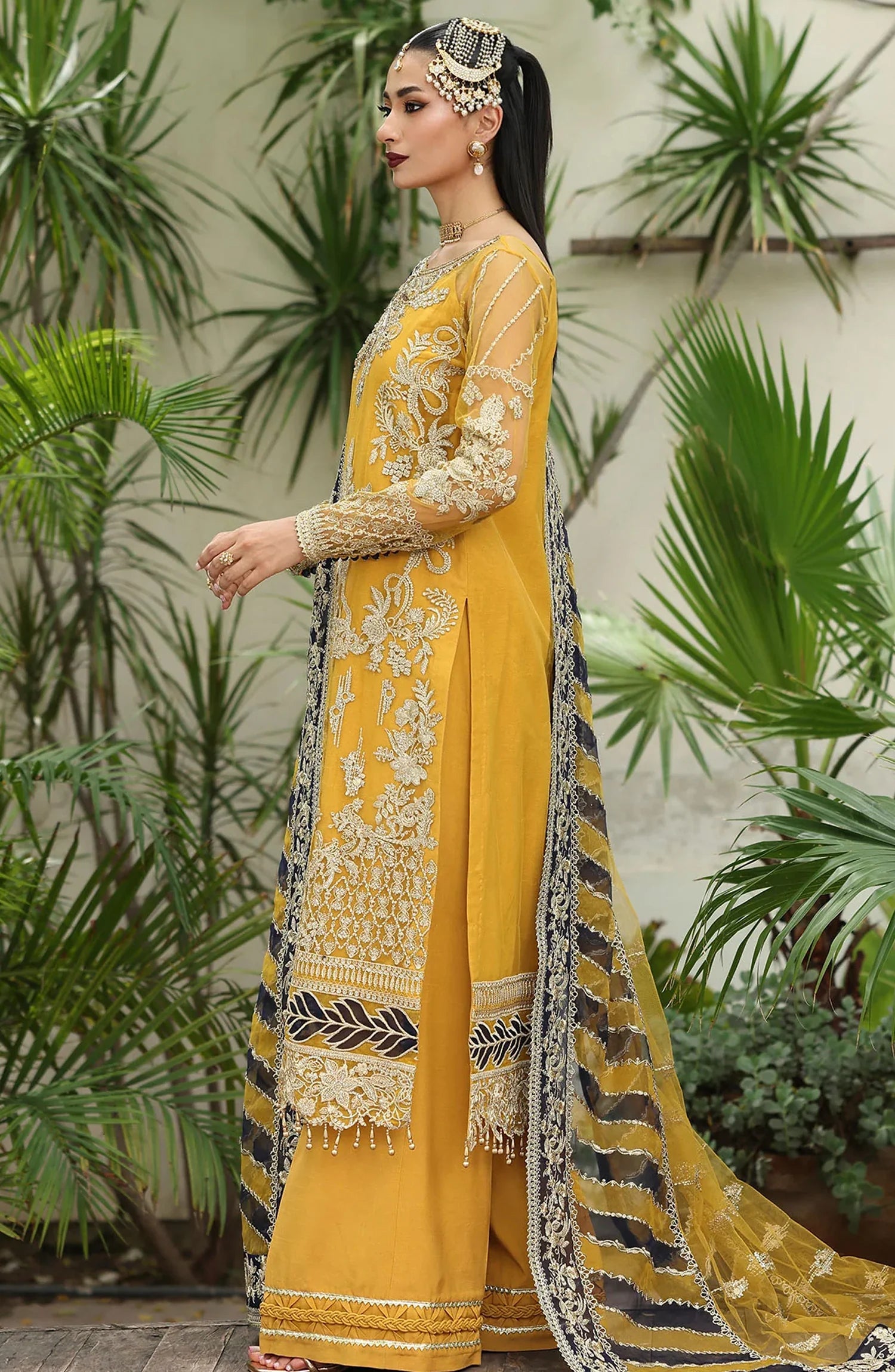 Saiyara by Imrozia Luxury Formal Embroidered Net Unstitched 3 Piece Suit - I-230 ZAREHA - IMP25SAY - Yellow - Festive Collection