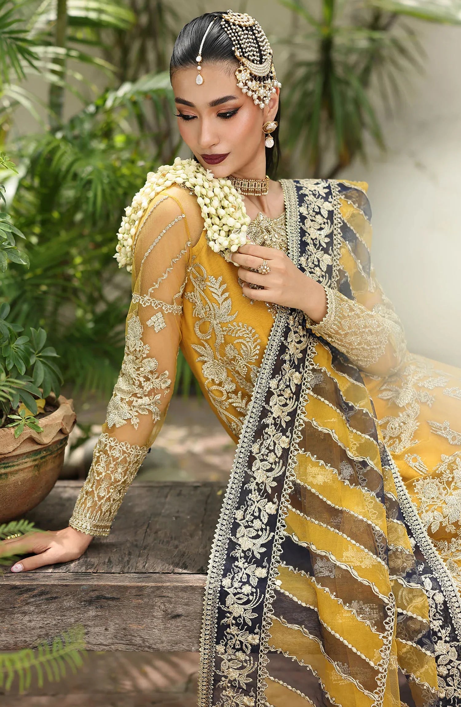 Saiyara by Imrozia Luxury Formal Embroidered Net Unstitched 3 Piece Suit - I-230 ZAREHA - IMP25SAY - Yellow - Festive Collection