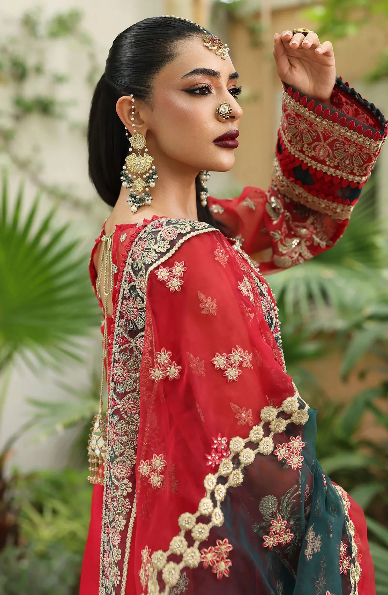 Saiyara by Imrozia Luxury Formal Embroidered Organza Unstitched 3 Piece Suit - I-231 SAROSH - IMP25SAY - Red - Festive Collection