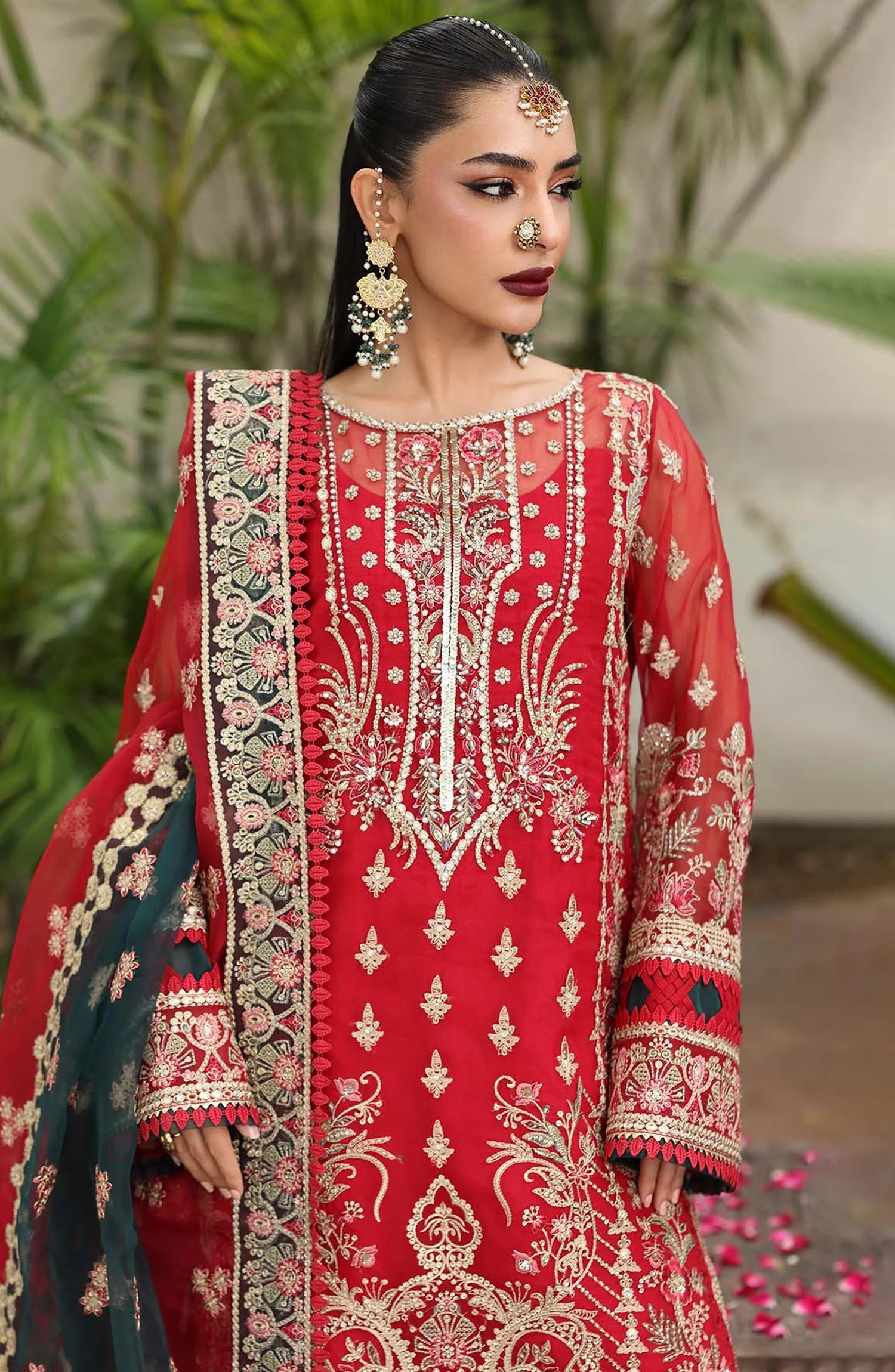 Saiyara by Imrozia Luxury Formal Embroidered Organza Unstitched 3 Piece Suit - I-231 SAROSH - IMP25SAY - Red - Festive Collection