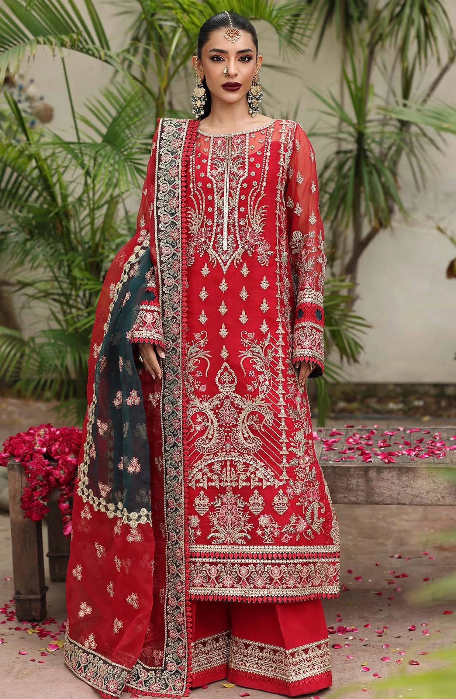 Saiyara by Imrozia Luxury Formal Embroidered Organza Unstitched 3 Piece Suit - I-231 SAROSH - IMP25SAY - Red - Festive Collection