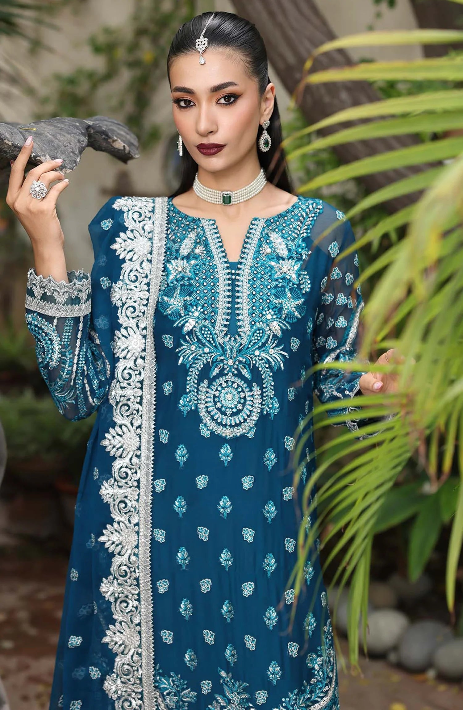 Saiyara by Imrozia Luxury Formal Embroidered Chiffon Unstitched 3 Piece Suit - I-232 AZURA - IMP25SAY - Sea Green - Festive Collection