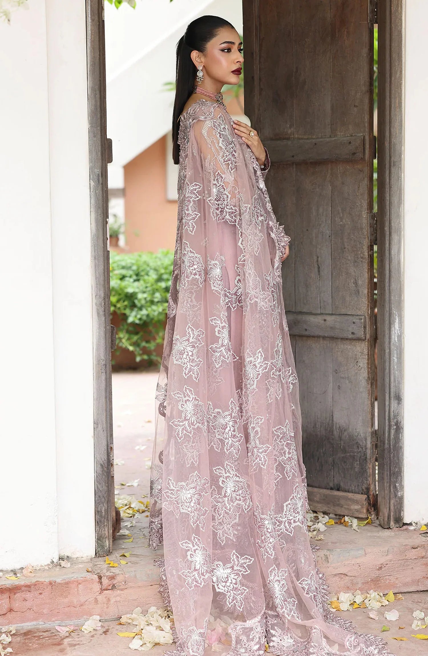 Saiyara by Imrozia Luxury Formal Embroidered Net Unstitched 3 Piece Suit - I-233 NAIRA - IMP25SAY - Tea Pink - Festive Collection