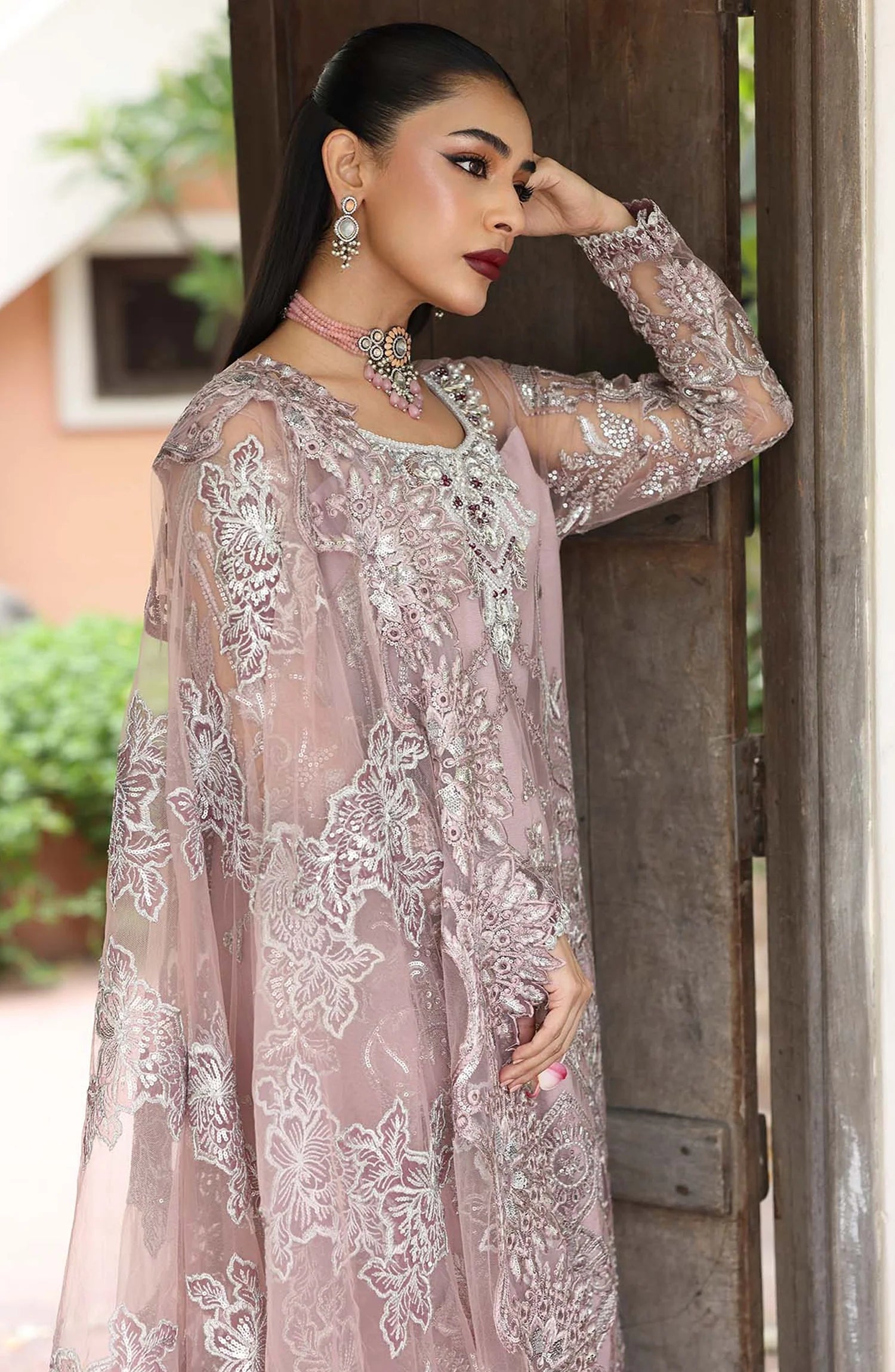 Saiyara by Imrozia Luxury Formal Embroidered Net Unstitched 3 Piece Suit - I-233 NAIRA - IMP25SAY - Tea Pink - Festive Collection