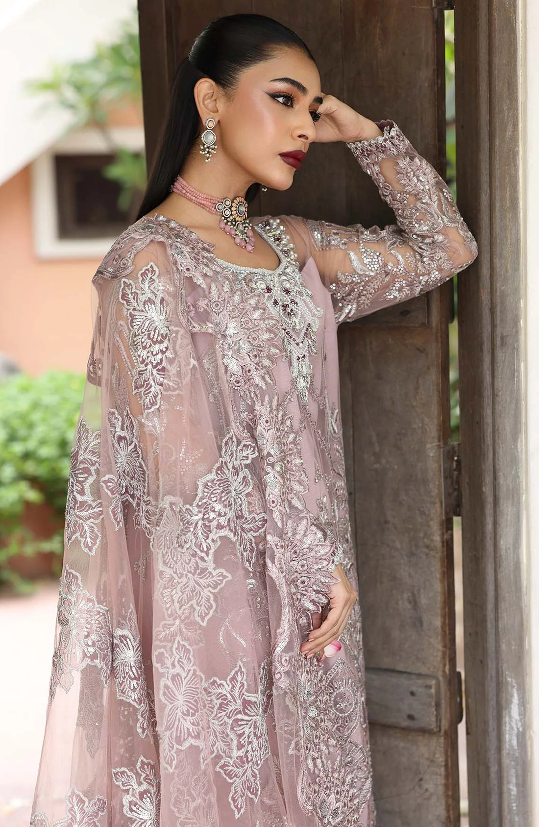 Saiyara by Imrozia Luxury Formal Embroidered Net Unstitched 3 Piece Suit - I-233 NAIRA - IMP25SAY - Tea Pink - Festive Collection