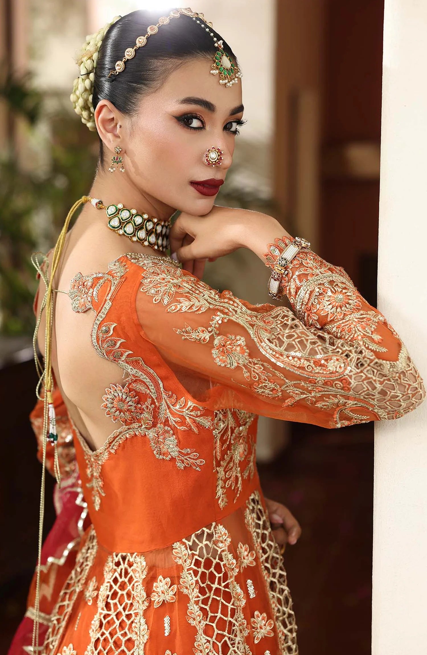 Saiyara by Imrozia Luxury Formal Embroidered Organza Unstitched 3 Piece Suit - I-234 ZARMIN - IMP25SAY - Rust Orange - Festive Collection