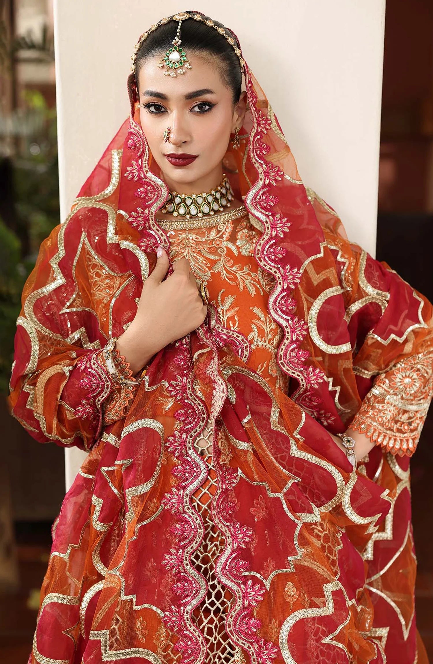 Saiyara by Imrozia Luxury Formal Embroidered Organza Unstitched 3 Piece Suit - I-234 ZARMIN - IMP25SAY - Rust Orange - Festive Collection