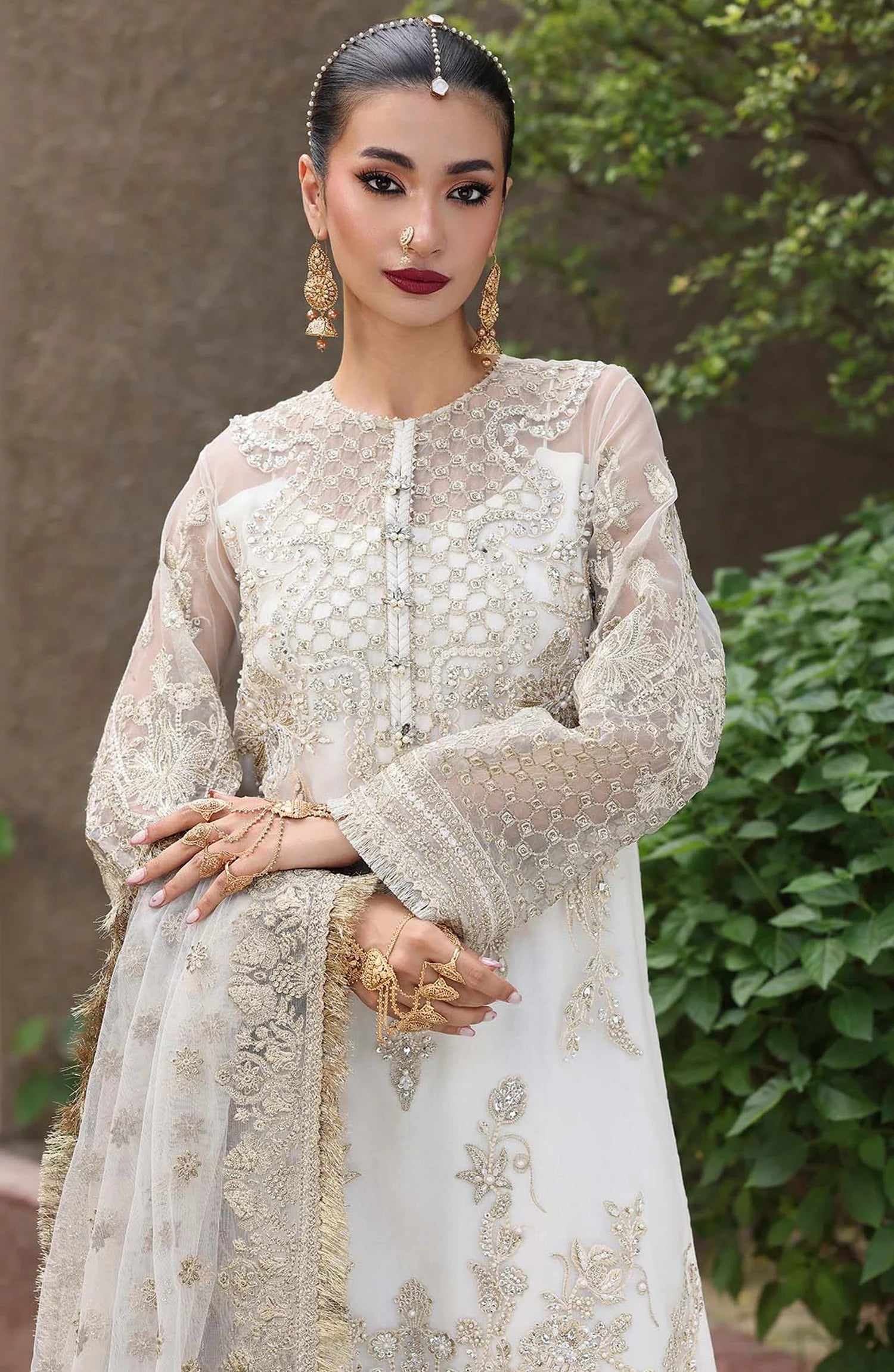 Saiyara by Imrozia Luxury Formal Embroidered Organza Unstitched 3 Piece Suit - I-236 LIYANA - IMP25SAY - White - Festive Collection