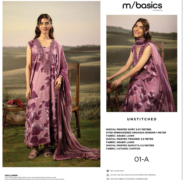 MARIA.B 3 Pc Unstitched Embroidered Arabic Lawn Suit
