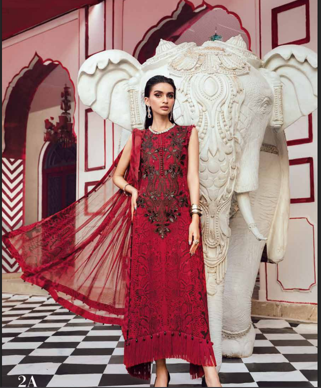Maria.B.M prints  3 Piece Unstitched Embroidered Cambric Suit