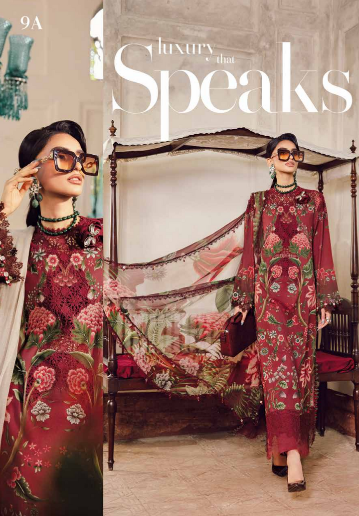 Maria.B.M Basic 3 Piece Unstitched Embroidered Cambric Suit