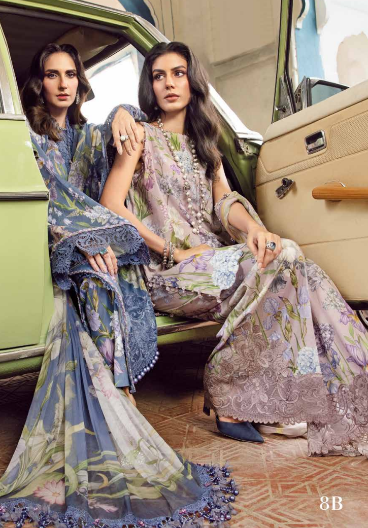 Maria.B.M Basic 3 Piece Unstitched Embroidered Cambric Suit