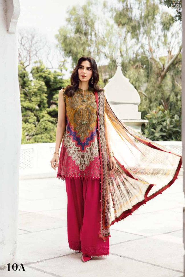 Maria.B.M Basic 3 Piece Unstitched Embroidered Cambric Suit