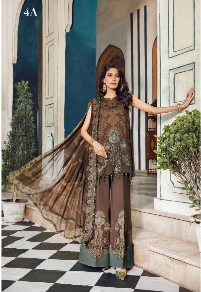 Maria.B.M Basic 3 Piece Unstitched Embroidered Cambric Suit