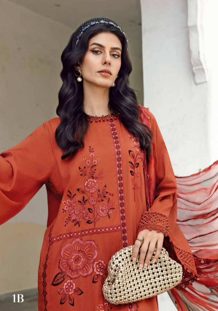 Maria.B.M Basic 3 Piece Unstitched Embroidered Cambric Suit