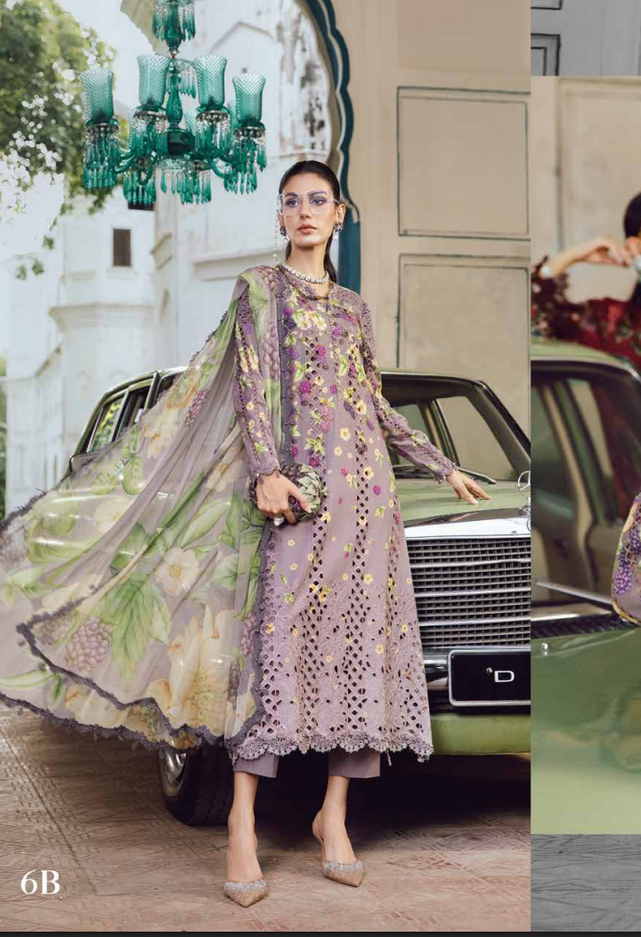 Maria.B.M Basic 3 Piece Unstitched Embroidered Cambric Suit